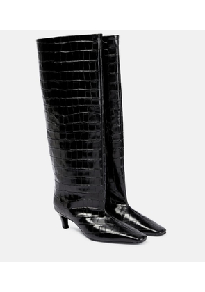Toteme Croc-effect leather knee-high boots