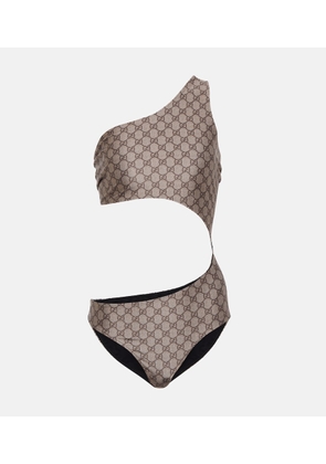 Gucci GG cutout one-shoulder swimsuit