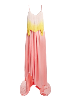 Halpern Diamond Bra Fringed Satin Gown - Moda Operandi
