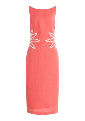 Andres Otalora Exclusive Kamar Embroidered-Linen Midi Dress - Moda Operandi
