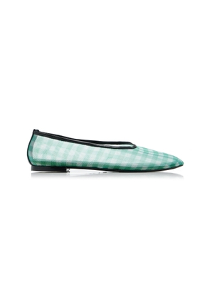 STAUD Alba Gingham-Mesh Ballet Flats - Moda Operandi