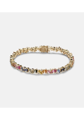 Suzanne Kalan Fireworks 18kt yellow gold bracelet with diamonds and sapphires
