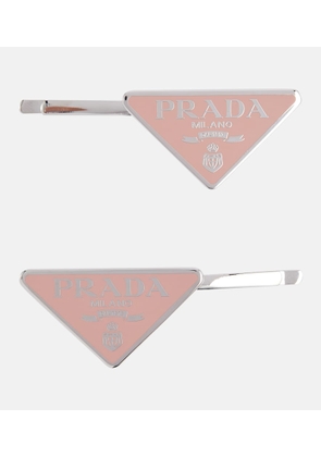 Prada Set of 2 logo hair clips