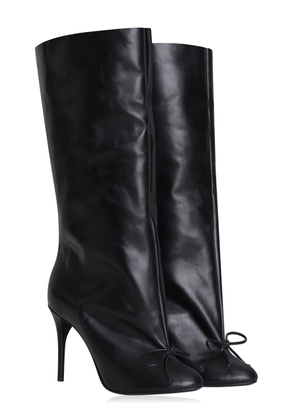 ALAÏA Wide Leather Knee Boots - Moda Operandi