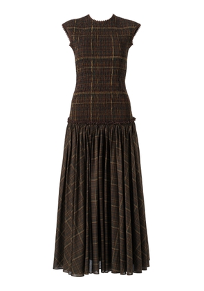 SIEDRÉS Renes Smocked Cotton Maxi Dress - Moda Operandi