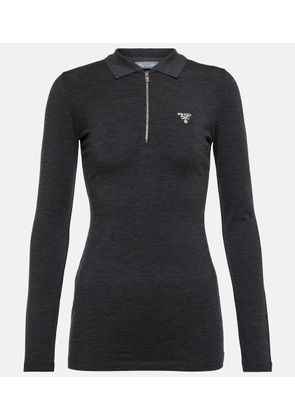 Prada Logo wool-blend zip sweater