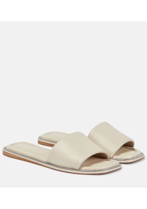 Brunello Cucinelli Embellished leather slides