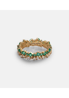 Suzanne Kalan 18kt gold ring with diamonds and emeralds