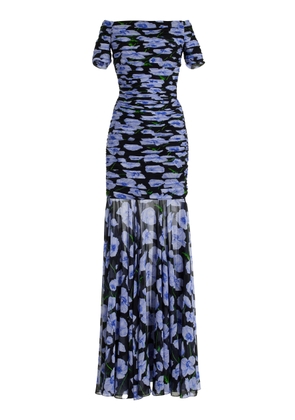 Carolina Herrera Ruched Silk Off-The-Shoulder Gown - Moda Operandi