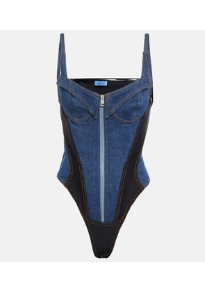 Mugler Paneled denim bodysuit