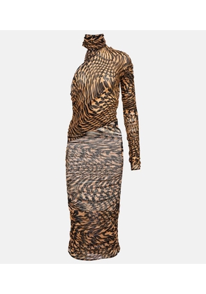 Mugler Printed cutout mesh minidress