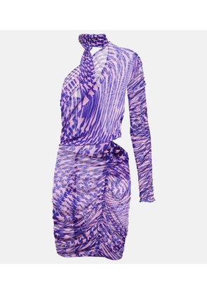 Mugler Printed mesh cutout minidress