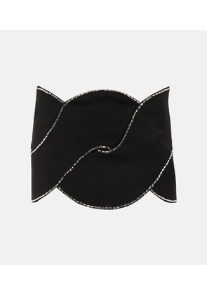 Area Latticed embellished wool miniskirt