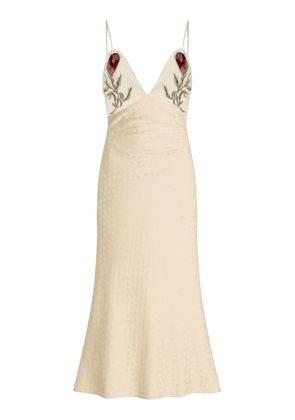 Markarian Emmalina Pomegranate-Embroidered Jacquard Midi Dress - Moda Operandi