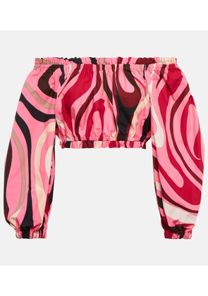 Pucci Marmo off-shoulder cotton crop top