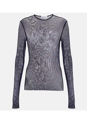 Jean Paul Gaultier Crystal-embellished printed mesh top