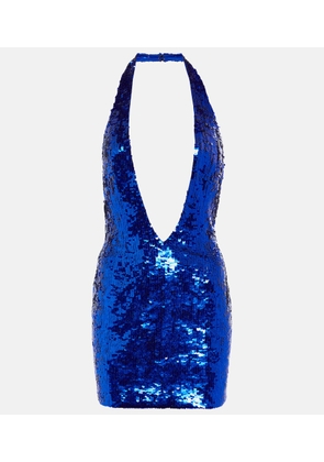 LaQuan Smith Embellished deep V-neck minidress