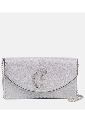 Christian Louboutin Loubi54 glitter leather clutch