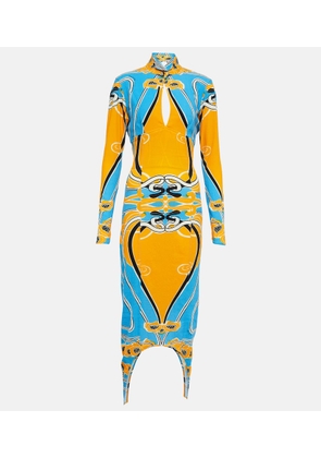 Patou Printed cutout cotton-blend midi dress