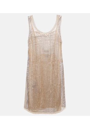 Prada Crystal-embellished mesh minidress
