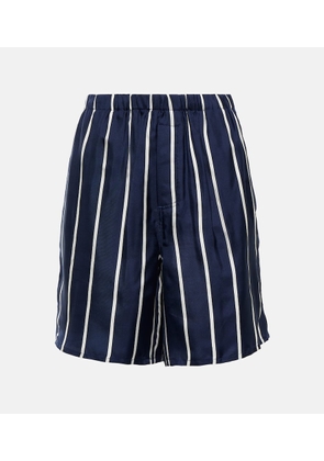 Ami Paris Striped high-rise silk shorts