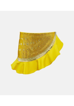 Area Embellished ruffled wool miniskirt