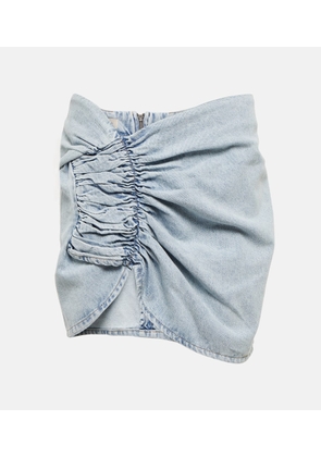 The Mannei Wishaw ruched denim miniskirt