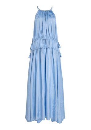 BONDI BORN Como Tie Gathered Twill-Satin Maxi Dress - Moda Operandi