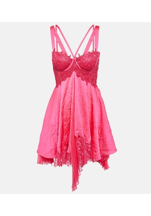 Versace Lace-trimmed satin minidress