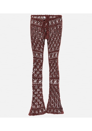 Anna Kosturova Mid-rise crochet cotton pants