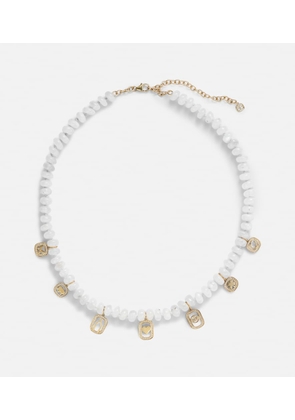 Sydney Evan Multi-charm 14kt gold necklace with moonstone and diamonds
