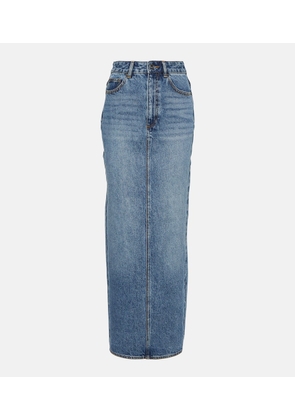 Self-Portrait High-rise denim maxi skirt
