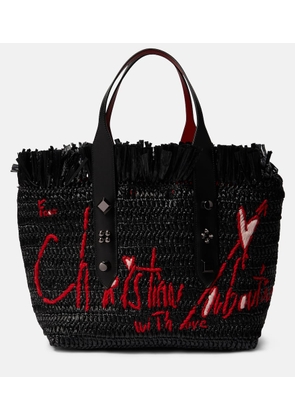 Christian Louboutin Frangibus Medium embroidered raffia tote bag