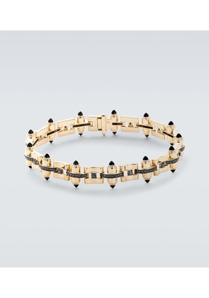 Rainbow K Celeste 14kt gold link bracelet with diamonds and onyx