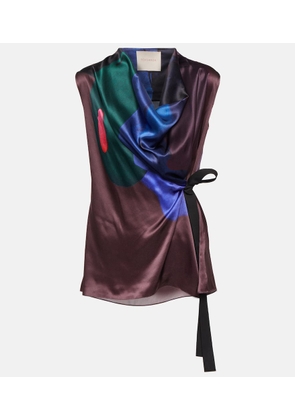Roksanda Printed self-tie silk top