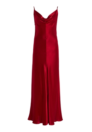 FFORME Emi Draped Hammered-Satin Midi Slip Dress - Moda Operandi