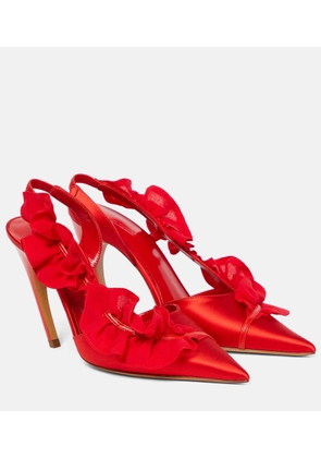 Nensi Dojaka Ruffle-trimmed satin slingback pumps