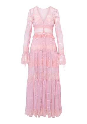 LoveShackFancy Marinetta Tiered Lace-Trimmed Chiffon Maxi Dress - Moda Operandi