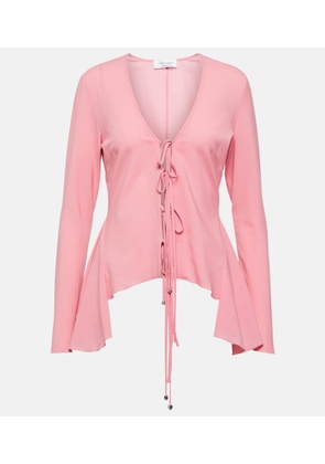 Blumarine Ruffled tie-front wool-blend blouse