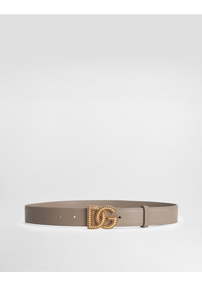 Dolce & Gabbana Plongé Calfskin Dg Logo Belt - Woman Belts Beige 70