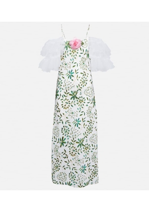 Rodarte Floral-applique silk midi dress