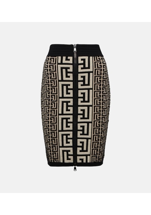 Balmain Monogram wool-blend miniskirt