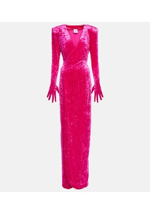 Vetements Diva gloves velvet maxi dress