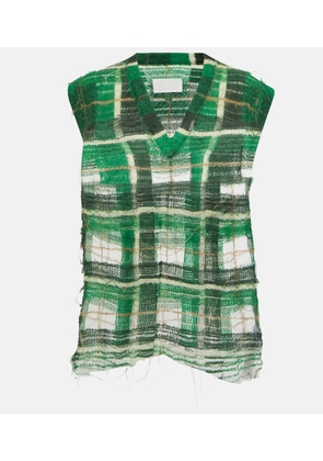 Maison Margiela Distressed checked mohair-blend sweater vest