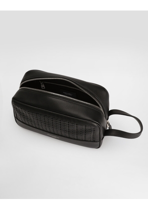 Dolce & Gabbana Woven Plongé Calfskin Necessaire - Man Briefcase And Clutches Black Onesize