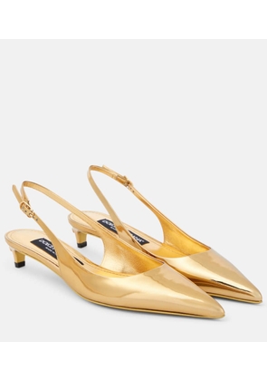 Dolce&Gabbana Metallic patent leather slingback pumps