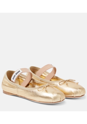 Miu Miu Metallic leather ballet flats