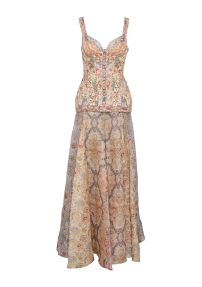 Zimmermann Rebellion Corseted Floral Linen Maxi Dress - Moda Operandi