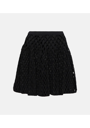 Alaia High-rise wool-blend open-knit miniskirt
