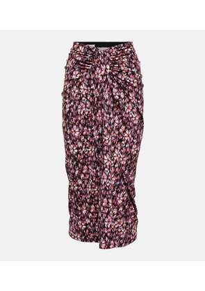 Marant Etoile Printed ruched jersey midi skirt